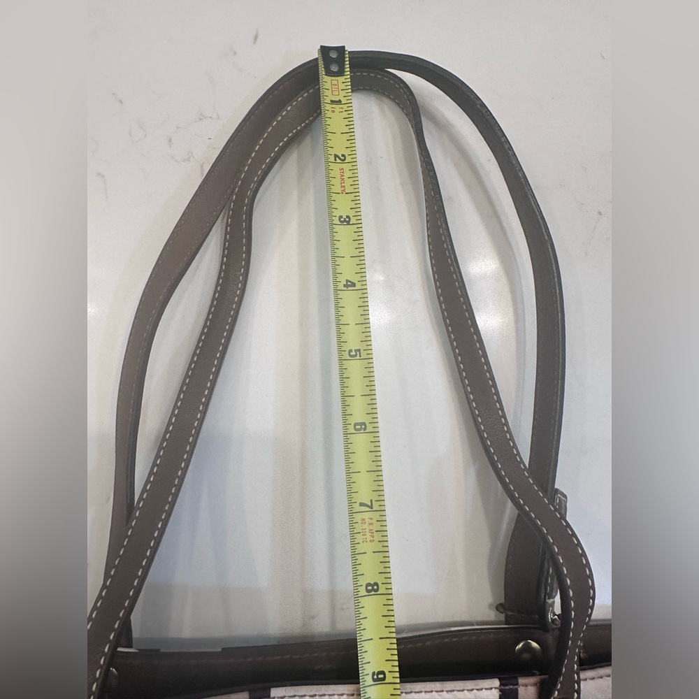 Coach Brown and Cream Geometric Tote Bag - Picture 9 of 11